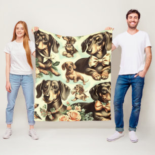 Dachshund Naadloos schilderen Fleece Deken