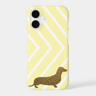 Dachshund Nep glitter | Hondpictogram gele streep