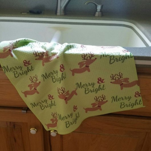 Dachshund Noël Joyeux plat serviette de cuisine