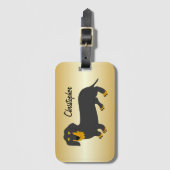 Dachshund ontwerp gepersonaliseerd bagagelabel (Voorkant (verticaal))