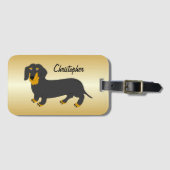 Dachshund ontwerp gepersonaliseerd bagagelabel (Voorkant (horizontaal))
