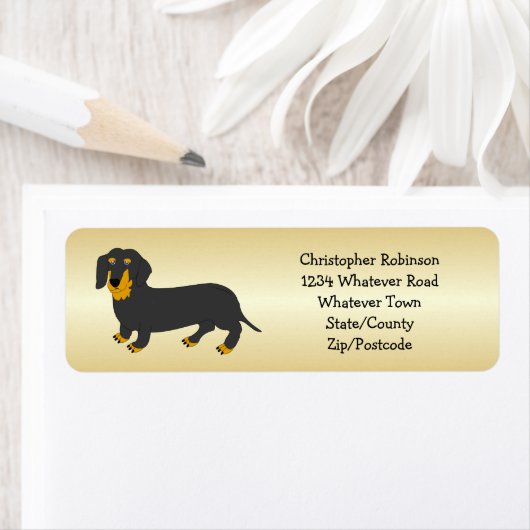 Dachshund ontwerp gepersonaliseerd etiket (Insitu)
