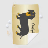 Dachshund ontwerp gepersonaliseerd golfhanddoek (Insitu)