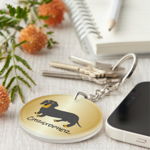 Dachshund ontwerp gepersonaliseerd sleutelhanger