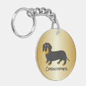 Dachshund ontwerp gepersonaliseerd sleutelhanger (Voorkant Links)
