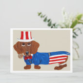 Dachshund Oom Sam Uitnodiging (Staand voorkant)