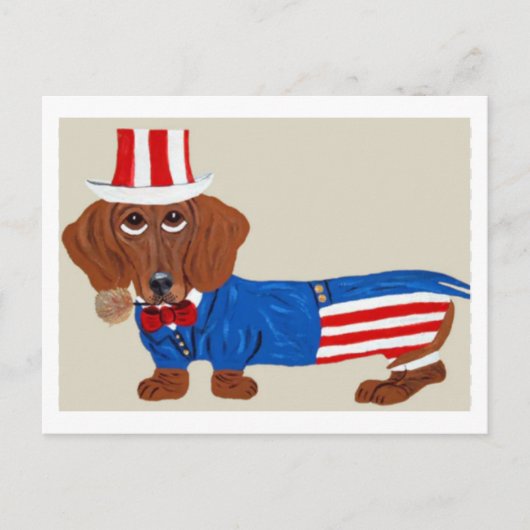 Dachshund Oom Sam Uitnodiging (Voorkant)