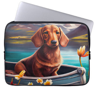 Dachshund op een peddel: Een Schilderachtig avontu Laptop Sleeve