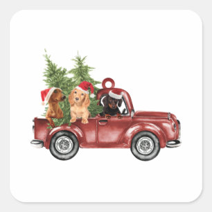 Dachshund op Ornamenten voor kerstfeestdagen in de Vierkante Sticker