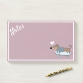 Dachshund op skateboard Post-it Notes (Op bureau)