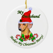 Dachshund-Ornament met kerstcadeaus Keramisch Ornament (Achterkant)