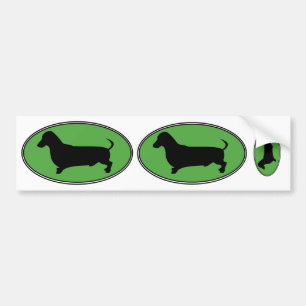 Dachshund Oval Green-Plain Bumpersticker