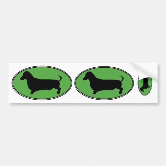 Dachshund Oval Green-Plain Bumpersticker (Voorkant)