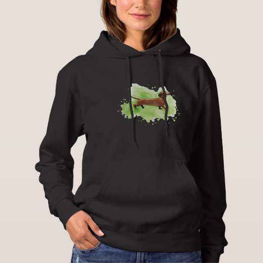 Dachshund over Green Hoodie (Voorkant)
