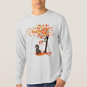 Dachshund Owl and Herfst Tree Dachshund Lover Autu T-shirt