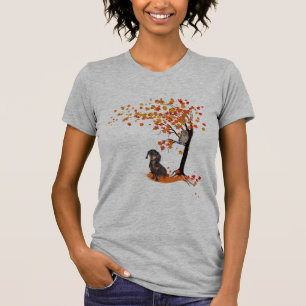 Dachshund Owl and Herfst Tree Dachshund Lover Autu T-shirt