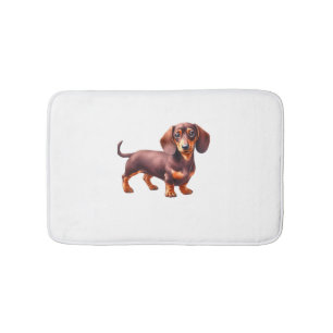 Dachshund Painting - Weiner Dog Waterverf Paintin Badmat