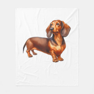 Dachshund Painting - Weiner Dog Waterverf Paintin Fleece Deken