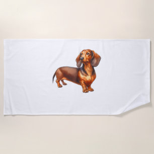 Dachshund Painting - Weiner Dog Waterverf Paintin Strandlaken
