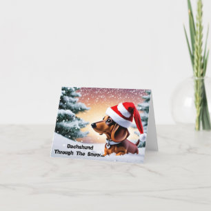 Dachshund Par La Neige... Carte de Noël