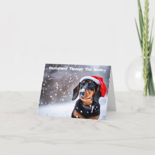 Dachshund Par La Neige... Carte de Noël