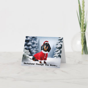 Dachshund Par La Neige... Carte de Noël