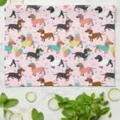 Dachshund Party Kitchen Towel Theedoek (Gevouwen)