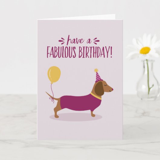 Dachshund Party Saucisse Chien mignonne Carte d'an (Petite plante)
