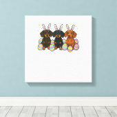 Dachshund Pasen T-Shirt Canvas Afdruk (Insitu (Houten vloer))