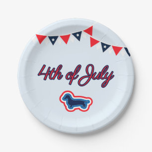 Dachshund Patriotic Red White en Blue 4 juli Papieren Bordje