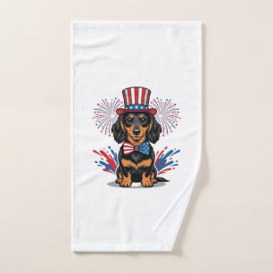 Dachshund patriotique feux d'artifice art vectorie