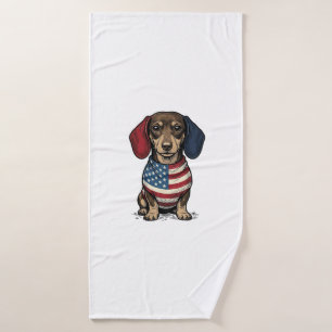 Dachshund Patriotique Gravure Vintage Design Vecto