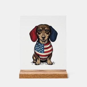 Dachshund patriotique gravure vintage vecteur créa