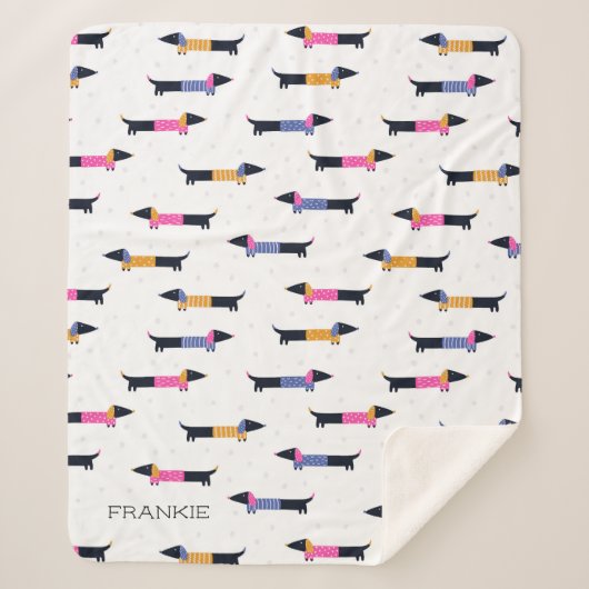 Dachshund Patroon Hondenliefhebber Custom Sherpa Deken (Voorkant)