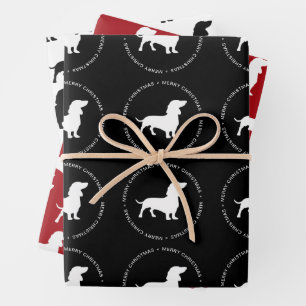 Dachshund Patroon Prettig Kerstfeest Inpakpapier Vel