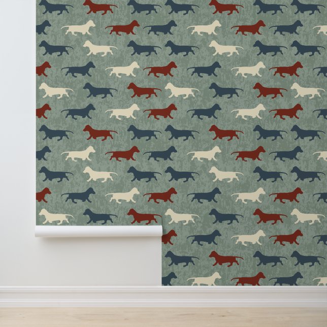 Dachshund Pattern Behang (Applicatie)