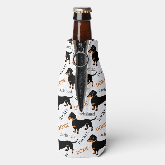Dachshund Pattern Bottle Cooler (Fles Achterkant)