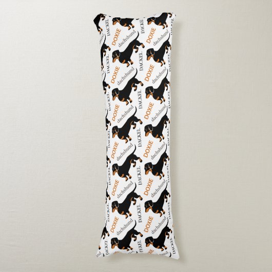 Dachshund Pattern Lichaamskussen (Voorkant Verticaal)