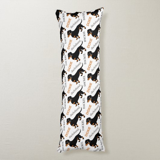 Dachshund Pattern Lichaamskussen (Achterkant (Verticaal))