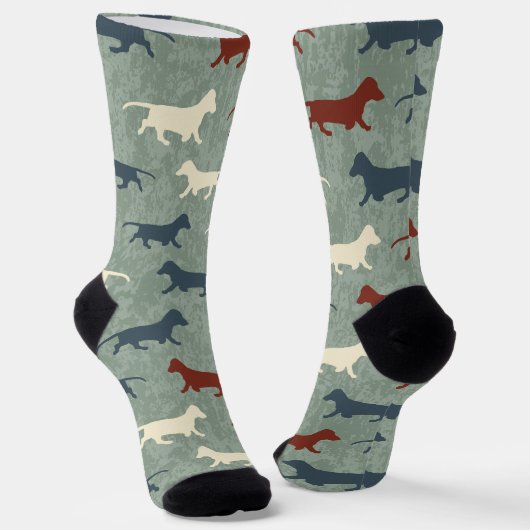 Dachshund Pattern Sokken (Gebogen)