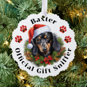 Dachshund Paw Print Kerst Papier Ornament Kaart