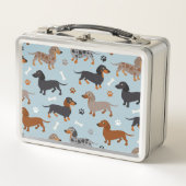 Dachshund Paws and Botten Pattern Blue (Voorkant)
