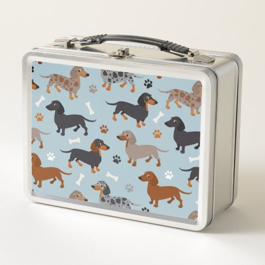 Dachshund Paws and Botten Pattern Blue (Voorkant)