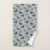 Dachshund Paws and Botten Pattern Blue Bad Handdoek (Handdoek)