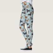 Dachshund Paws and Botten Pattern Blue Leggings (Links)