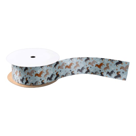 Dachshund Paws and Botten Pattern Blue Lint (Spoel)