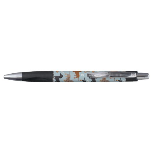 Dachshund Paws and Botten Pattern Blue Pen (Achterkant)