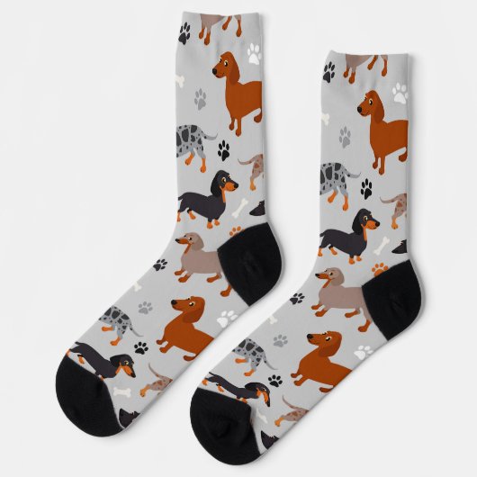 Dachshund Paws and Botten Pattern Socks Sokken (Links)