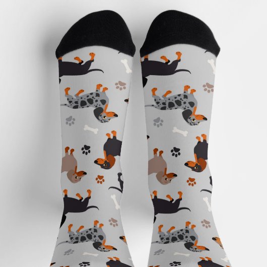 Dachshund Paws and Botten Pattern Socks Sokken (Top)