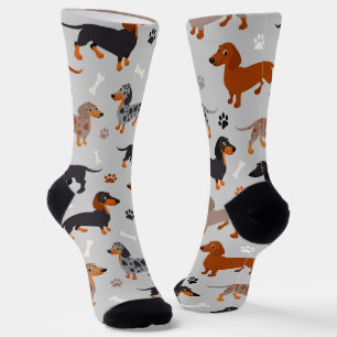 Dachshund Paws and Botten Pattern Socks Sokken